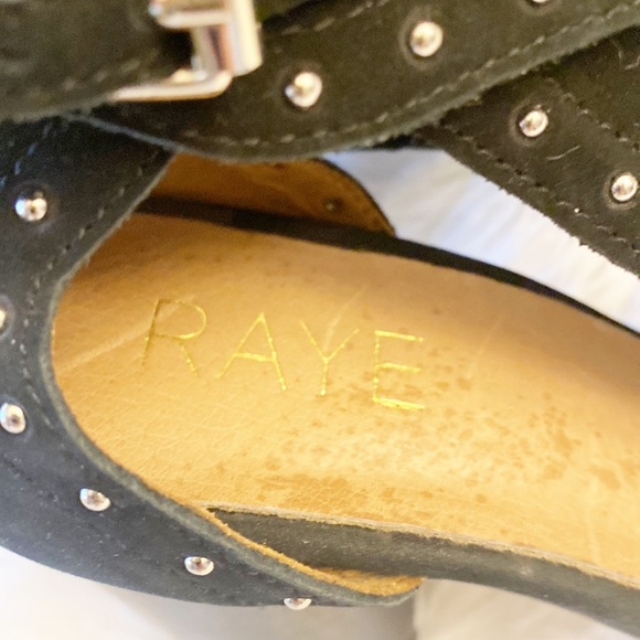 RAYE x Revolve | Matty Black Suede Studded Cuff Peep toe heel women’s 7.5 - Picture 9 of 11